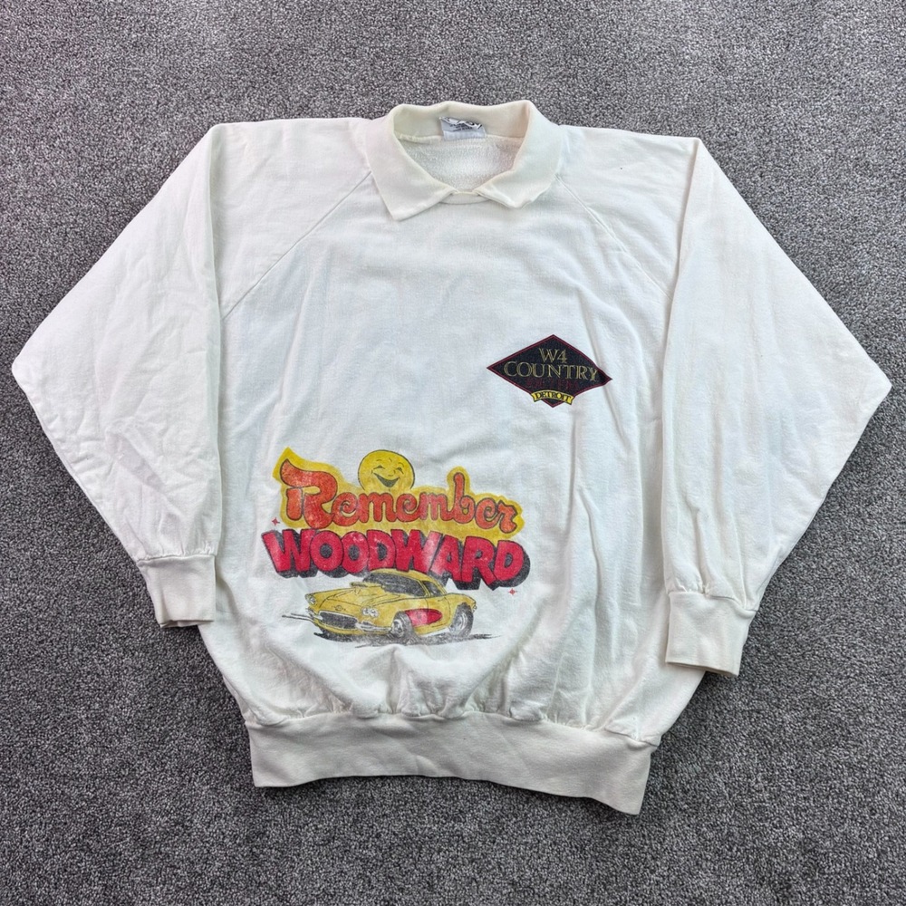 Vintage Woodward Dream Cruise Sweatshirt Mens L White Cotton W4 Country Detroit‎